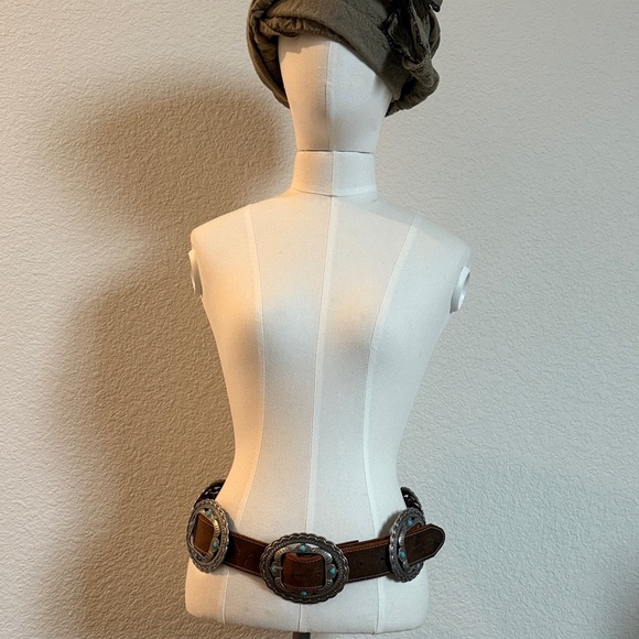 Brown Leather Belt with Silver Accents - Picture 8 of 9
